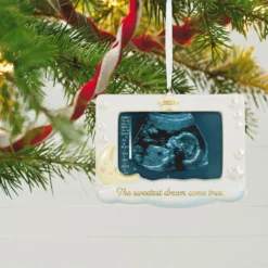 Hallmark Sweetest Dream Come True 2023 Porcelain Photo Frame Ornament -Outlet Gift Echoes Store Baby Sonogram Picture Frame Keepsake Ornament 1999QHX3117 02