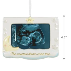 Hallmark Sweetest Dream Come True 2023 Porcelain Photo Frame Ornament -Outlet Gift Echoes Store Baby Sonogram Picture Frame Keepsake Ornament 1999QHX3117 03