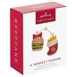 Hallmark Mini A Perfect Pairing Ornaments, Set Of 2 -Outlet Gift Echoes Store Burger and Fries Keepsake Ornaments 1499QXM9207 04