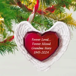 Hallmark Forever Loved Memorial Heart And Angel Wings Text Personalized Ornament -Outlet Gift Echoes Store Forever Loved Memorial Heart and Angel Wings Personalized Keepsake Ornament 2499QHE2119B1 02
