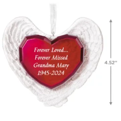 Hallmark Forever Loved Memorial Heart And Angel Wings Text Personalized Ornament -Outlet Gift Echoes Store Forever Loved Memorial Heart and Angel Wings Personalized Keepsake Ornament 2499QHE2119B1 03