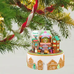 Hallmark Gingerbread Village Musical Ornament With Light And Motion -Outlet Gift Echoes Store Gingerbread Village With Train Keepsake Ornament 6499QGO2687 02