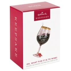 Hallmark Oh, What Fun It Is To Wine Ornament -Outlet Gift Echoes Store Glass of Red Wine Keepsake Ornament 1599QGO2919 04
