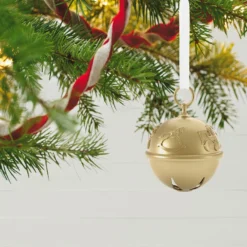 Hallmark 50th Anniversary Ring In The Season Special Edition Metal Bell Ornament -Outlet Gift Echoes Store Gold Jingle Bell Keepsake Ornament 2899QGO2989 02