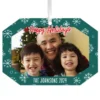 Hallmark Green Snowflake Personalized Text And Photo Metal Ornament -Outlet Gift Echoes Store Green Snowflake Personalized Christmas Ornament 1OFM1001B2 01
