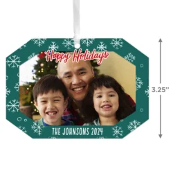 Hallmark Green Snowflake Personalized Text And Photo Metal Ornament -Outlet Gift Echoes Store Green Snowflake Personalized Christmas Ornament 1OFM1001B2 03