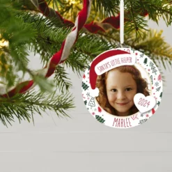 Hallmark Holiday Personalized Text And Photo Ceramic Ornament -Outlet Gift Echoes Store Holiday Personalized Round Christmas Ornament 1999QHE1711B22 02