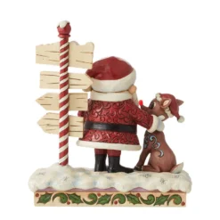 Enesco Jim Shore Rudolph, Santa And North Pole Sign Figurine, 7.68" -Outlet Gift Echoes Store Jim Shore Rudolph Santa North Pole Sign Figurine 6012715 02