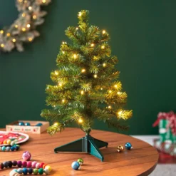 Hallmark Miniature Evergreen Pre-Lit Christmas Tree, 18.75" 7 Hallmark Miniature Evergreen Pre-Lit Christmas Tree, 18.75" -Outlet Gift Echoes Store Miniature Green PreLit Christmas Tree 2499QSB6253 02