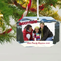 Hallmark Mountain Vacation Personalized Text And Photo Metal Ornament -Outlet Gift Echoes Store Mountain Vacation Personalized Christmas Ornament 1OFM1001B9 02