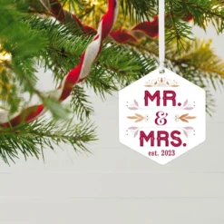 Hallmark Mr. & Mrs. Personalized Text Metal Ornament -Outlet Gift Echoes Store Mr. Mrs. Personalized Christmas Ornament 1OFM1002B3 02