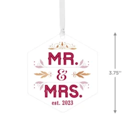 Hallmark Mr. & Mrs. Personalized Text Metal Ornament -Outlet Gift Echoes Store Mr. Mrs. Personalized Christmas Ornament 1OFM1002B3 03