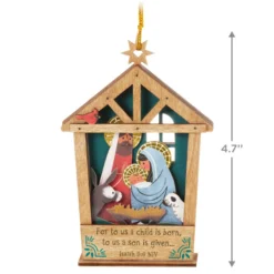 Hallmark A Child Is Born Nativity Papercraft Ornament -Outlet Gift Echoes Store Nativity Scene Wood and Paper Keepsake Ornament 1999QGO2759 03