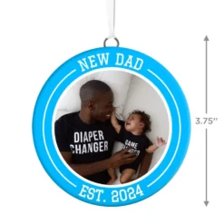 Hallmark New Dad Personalized Text And Photo Ceramic Ornament -Outlet Gift Echoes Store New Dad Personalized Round Ceramic Ornament 1999QHE1711B28 03