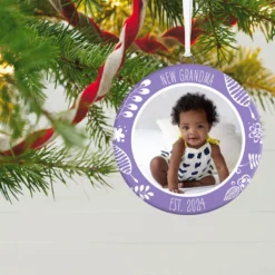 Hallmark New Grandma Personalized Text And Photo Ceramic Ornament -Outlet Gift Echoes Store New Grandma Personalized Round Ceramic Ornament 1999QHE1711B29 02