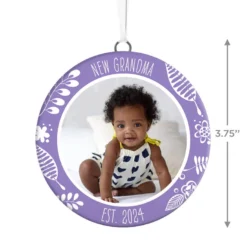 Hallmark New Grandma Personalized Text And Photo Ceramic Ornament -Outlet Gift Echoes Store New Grandma Personalized Round Ceramic Ornament 1999QHE1711B29 03