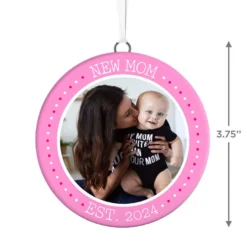 Hallmark New Mom Personalized Text And Photo Ceramic Ornament -Outlet Gift Echoes Store New Mom Personalized Round Ceramic Ornament 1999QHE1711B27 03
