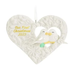 Hallmark Our First Christmas Birds In Heart 2023 Porcelain Ornament