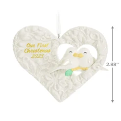 Hallmark Our First Christmas Birds In Heart 2023 Porcelain Ornament -Outlet Gift Echoes Store Our 1st Christmas Birds in Heart Keepsake Ornament 2299QGO2877 03