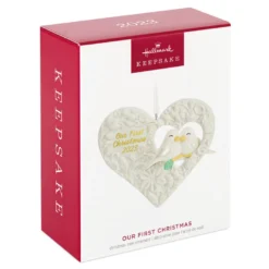 Hallmark Our First Christmas Birds In Heart 2023 Porcelain Ornament -Outlet Gift Echoes Store Our 1st Christmas Birds in Heart Keepsake Ornament 2299QGO2877 04