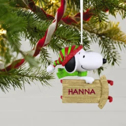 Hallmark Peanuts® Sledding With Snoopy Personalized Ornament -Outlet Gift Echoes Store Peanuts Snoopy With Sled Personalized Keepsake Ornament 2499QHE2002B1 02