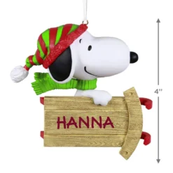 Hallmark Peanuts® Sledding With Snoopy Personalized Ornament -Outlet Gift Echoes Store Peanuts Snoopy With Sled Personalized Keepsake Ornament 2499QHE2002B1 03