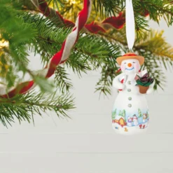 Outlet Gift Echoes Store -Outlet Gift Echoes Store Snowman with Flower Pot Keepsake Ornament 2299QXR8119 02