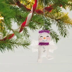 Hallmark Snow Angel Ornament -Outlet Gift Echoes Store White and Pink Glittery Snow Angel Keepsake Ornament 1399QGO2749 02